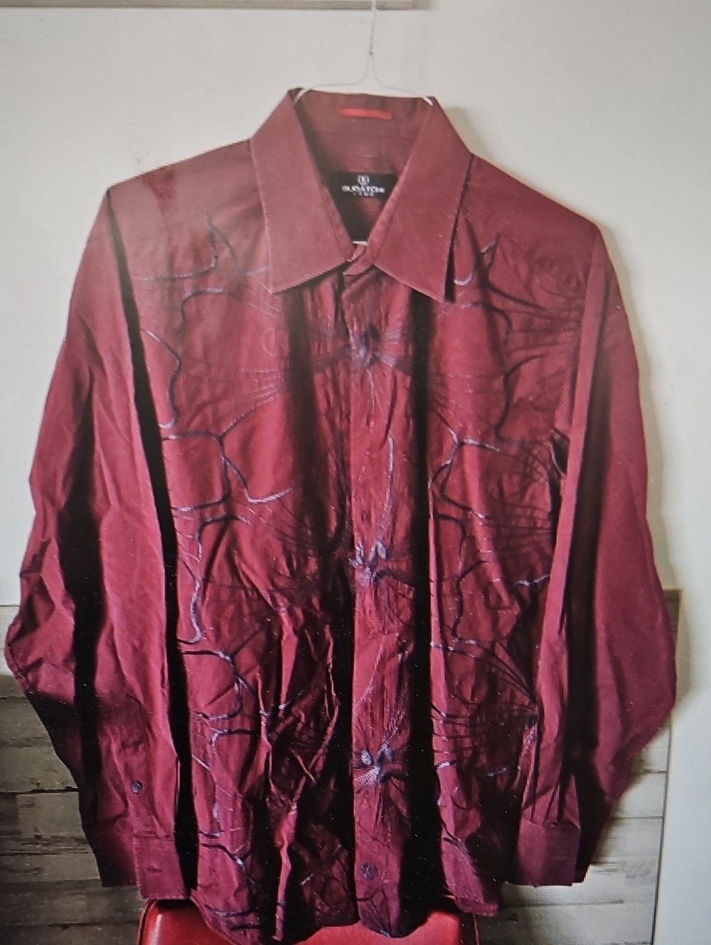 Bugatchi Men's Burgundy Embroidered Shirt Jacket